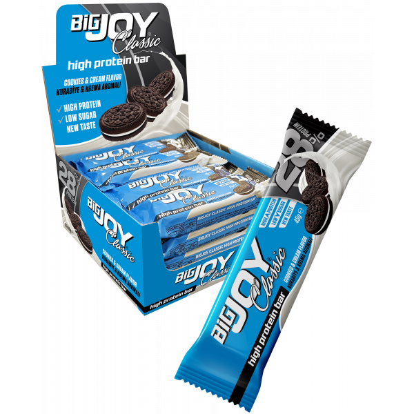 Bigjoy Classic High Protein Bar Cookies & Cream 45g x 16 Adet