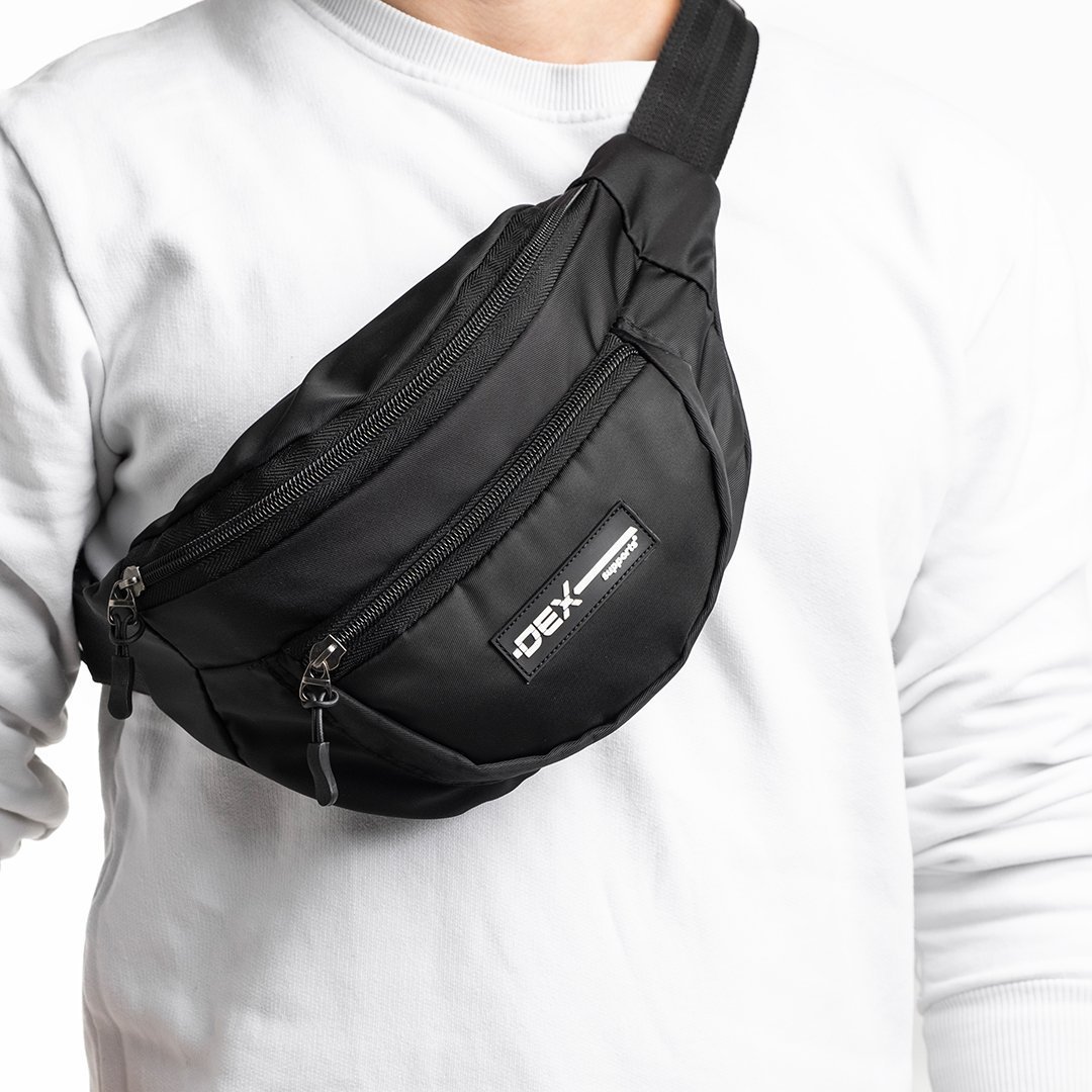 DEX Bel Çantası Ve Omuz Çantası 2 Bölmeli Unisex Su Geçirmez Siyah Renk