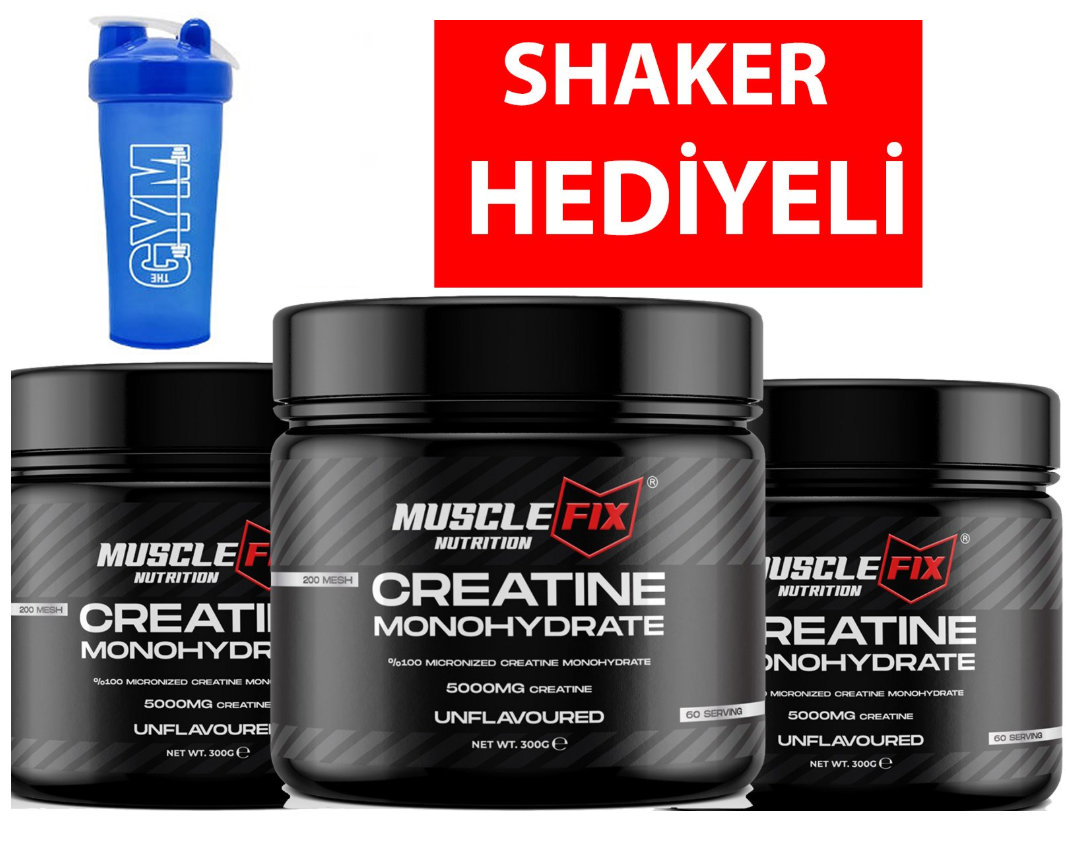 MuscleFix Creatine 300gr x 3 Adet + 1 ADET  SHAKER HEDİYELİ