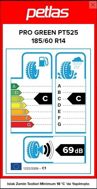 185/60R14 TL 82H PROGREEN PT525 PETLAS