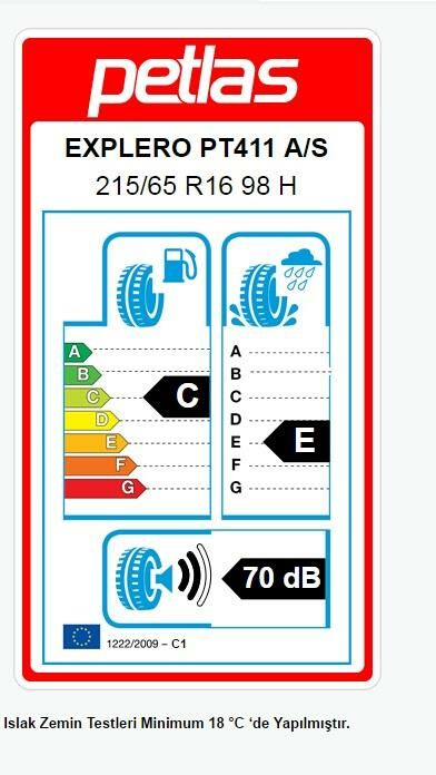 215/65R16 TL 98H EXPLERO A/S PT411 PETLAS