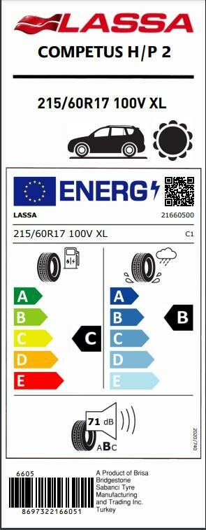 215/60R17 100V XL COMPETUS H/P 2 LASSA