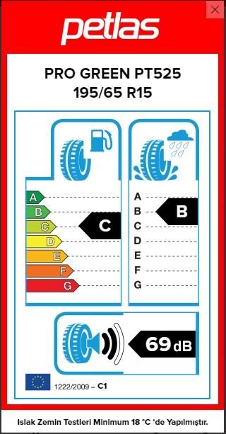 195/65R15 TL 91H PROGREEN PT525 PETLAS