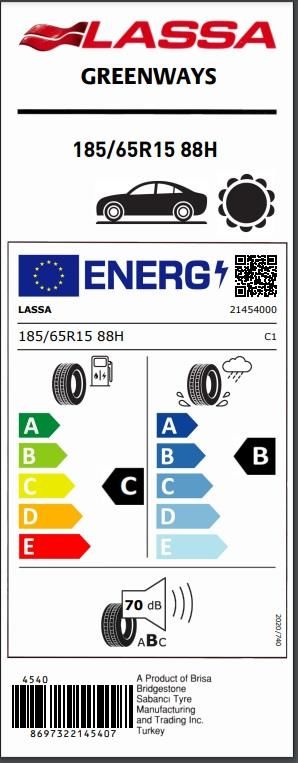185/65R15 88H GREENWAYS LASSA