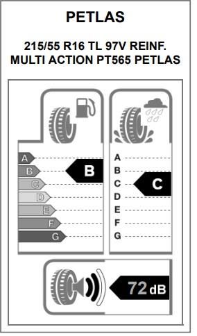215/55R16 TL 97V REINF. MULTI ACTION PT565 PETLAS