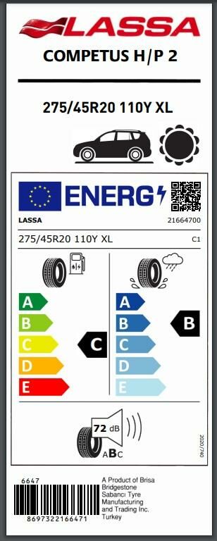 275/45R20 110Y XL COMPETUS H/P 2 LASSA