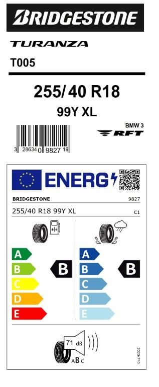 255/40R18 99Y XL T005 RFT BRIDGESTONE