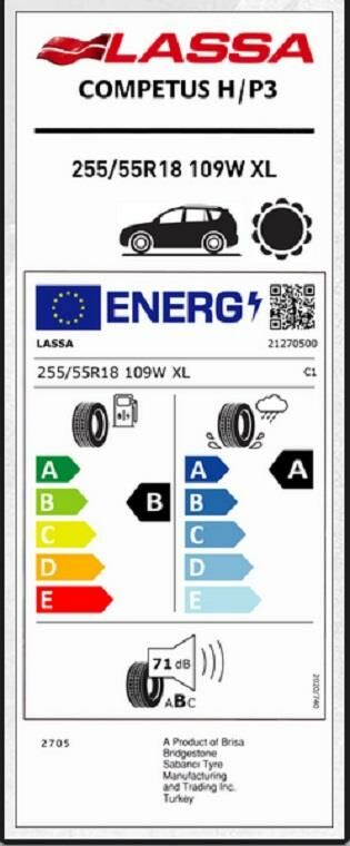 255/55R18 109W XL COMPETUS H/P 3 LASSA