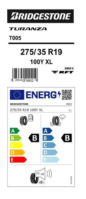 275/35R19 100Y XL T005 RFT BRIDGESTONE