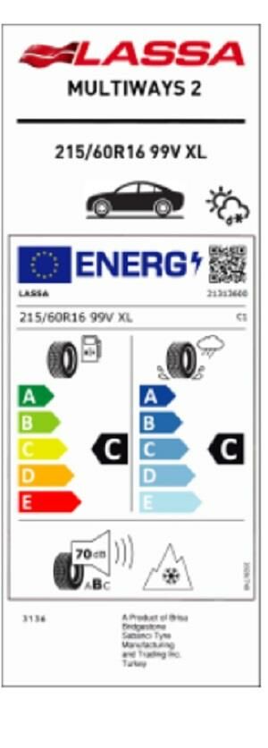 215/60R16 99V XL MULTIWAYS 2 LASSA