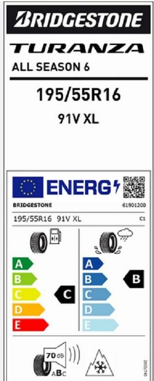 195/55R16 91V XL TURANZA ALL SEASON 6 BRIDGESTONE