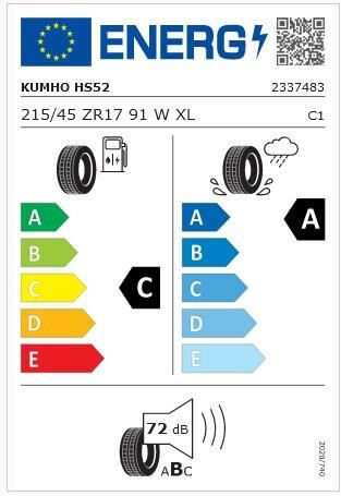 215/45R17 91W XL HS52 KUMHO