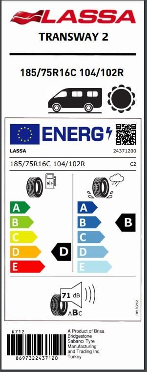 185/75R16 C 104/102R 8PR TRANSWAY 2 LASSA