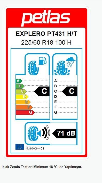 225/60R18 TL 100H EXPLERO H/T PT431 PETLAS