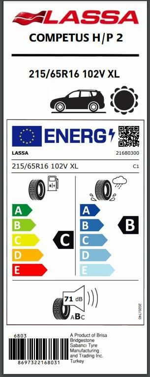 215/65R16 102V XL COMPETUS H/P 2 LASSA