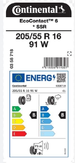 205/55R16 91W EC6 SSR * RFT CONTİNENTAL