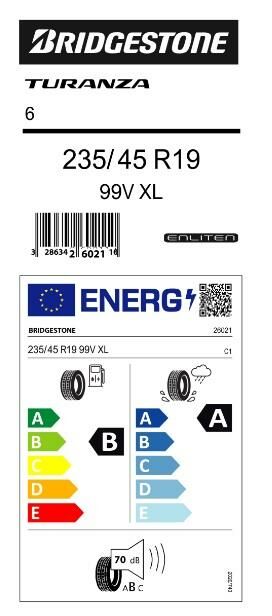 235/45R19 99V XL TURANZA 6 BRIDGESTONE