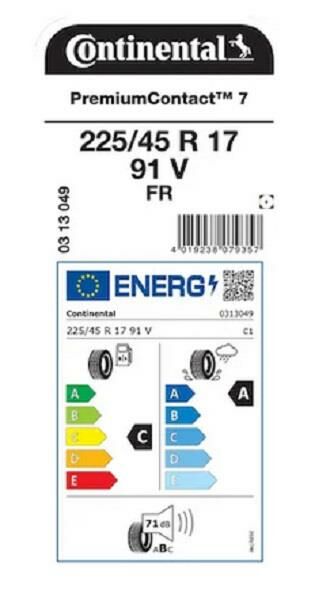 225/45R17 91V FR PC7 CONTİNENTAL