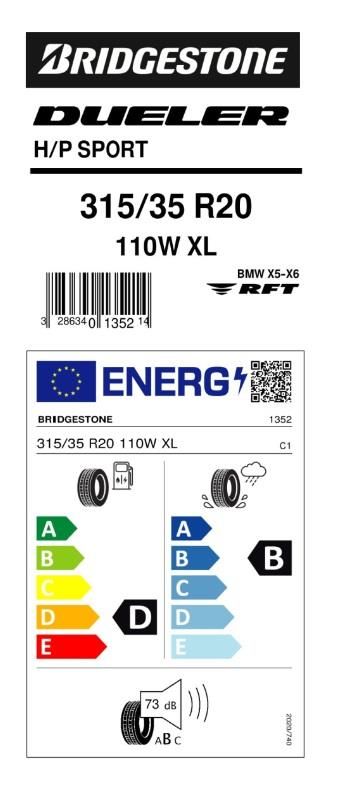 315/35R20 110W H/P SPORT RFT BRIDGESTONE