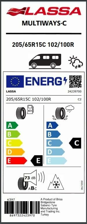 205/65R15 C 102/100R 6PR MULTİWAYS-C LASSA