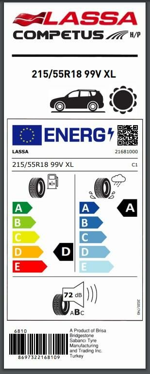 215/55R18 99V XL COMPETUS H/P LASSA