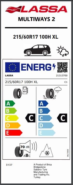 215/60R17 100H XL MULTIWAYS 2 LASSA