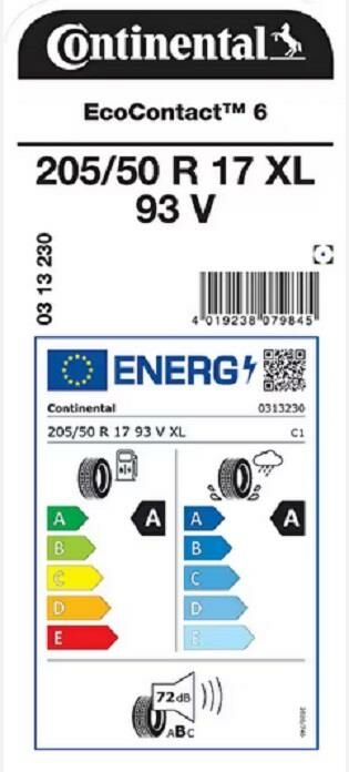 205/50R17 93V XL EC6 CONTİNENTAL