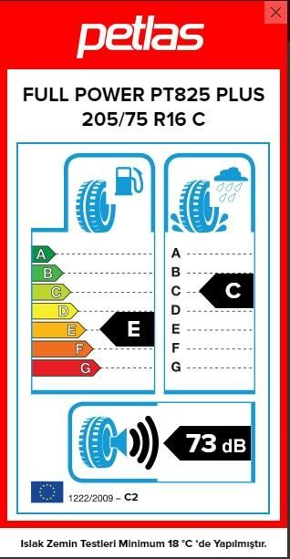 205/75R16 C TL 113/111R 10PR FULL POWER PT825 PLUS PETLAS