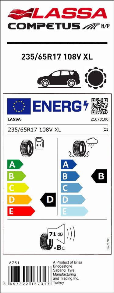 235/65R17 108V XL COMPETUS HP LASSA