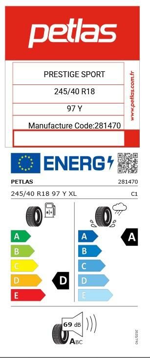 245/40R18 TL 97Y XL PRESTIGE SPORT PETLAS