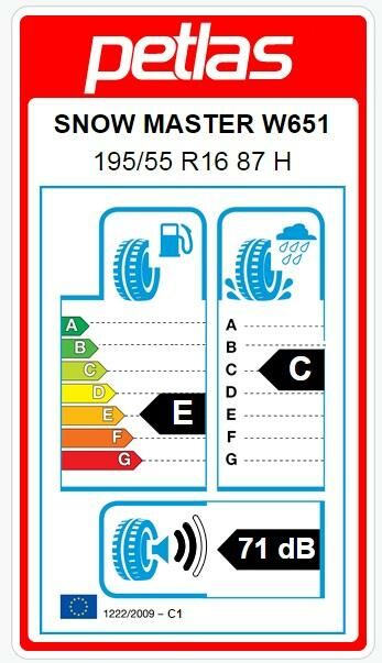 195/55R16 TL 87H SNOW MASTER W651 PETLAS