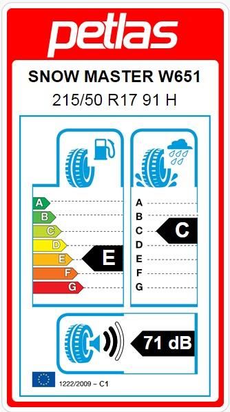 215/50R17 TL 91H SNOWMASTER W651 PETLAS