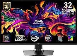 MSI 31.5'' MAG 322UP QD-OLED E16 3840x2160 (UHD) 16:9 FLAT QD-OLED 165HZ 0.03MS FREESYNC PREMIUM PRO PIVOT GAMING MONITOR