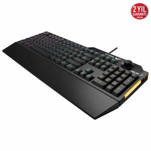 ASUS TUF GAMING K1 RGB MECH BRANE TURKCE OYUNCU KLAVYESI OZEL SES DUGMESI YAN ISIK CUBUGU ARMOURY CREATE OZELLIKLI SUYA VE TOZA DAYANIKLI