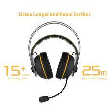 ASUS TUF GAMING H7 WIRELESS YELLOW 7.1 OYUNCU KULAKLIGI 53MM ASUS SÜRÜCÜ 15+ SAATE KADAR PIL ÖMRÜ PC MAC AND PS4