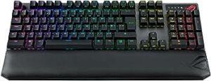 ASUS ROG STRIX SCOPE NX RED WIRELESS DELUXE OYUNCU KLAVYESİ 3 FARKLI BAĞLANTI (2.4GHz RF BLUETOOTH KABLOLU) ROG NX RED MEKANİK SWITCH AURA SYNC RGB VE BİLEK DEST