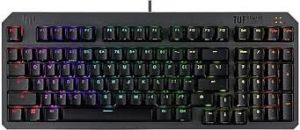 ASUS TUF GAMING K3 GEN II RED SWITCH, KOMPAKT 97 TUŞ DİZİLİMİ, OPTİK-MEKANİK RGB ANAHTARLAR, SES AZALTICI KÖPÜK, IP57 SU GEÇİRMEZLİK, ÇIKARILABİLİR ÜST PLAKA VE AURA SYNC