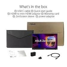 ASUS ZenScreen MB16AHV 15.6 IPS 1920x1080 5ms 60Hz 250cd USB-C 3YIL MAT EKRAN, USB-C to A ADAPTOR, DÜŞÜK MAVİ IŞIK, ANTIBAKTERİYAL KAPLAMA TAŞINABİLİR USB MONITOR