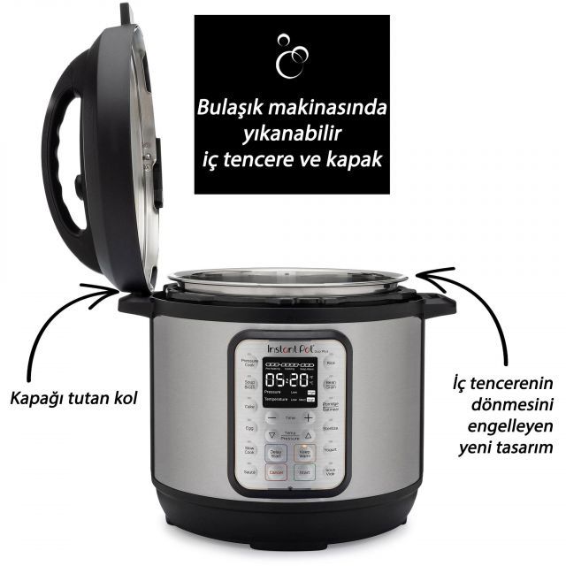 113-0063-01-EU Pot Duo Plus 9 u 1 Arada 7.6 Litre Yavaş Pişirici Pilav Pişirici Buharlı