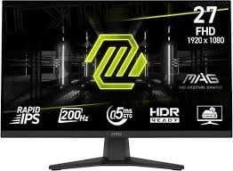 MSI 27 MAG 272F 1920x1080 (FHD) 16:9 FLAT RAPID IPS 200HZ 0.5MS (GTG) FREESYNC PREMIUM GAMING MONITOR