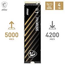 MSI SSD SPATIUM M461 PCIE 4.0 NVME M.2 4TB R:5000 W:4200