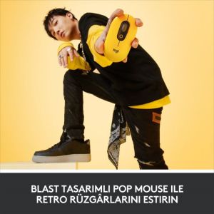 LOGITECH POP MOUSE BLAST EMOJİ TUŞLU SESSİZ KABLOSUZ MOUSE - SARI&SİYAH 910-006546