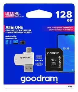 M1A4-1280R12 AIO 128GB OTG USB 2.0 Card Reader + MicroCard Class 10 UHS I