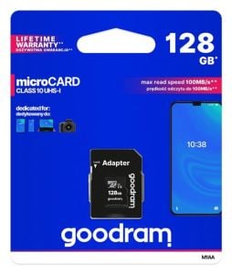 M1AA-1280R12 128GB MICRO CARD cl 10 UHS I + adapter