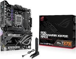 ASUS MB ROG CROSSHAIR X870E APEX AMD X870 AM5 DDR5 9600 2xUSB4 5x M2 USB3.2 WiFi 7 + BT AURA RGB 5Gbit LAN ATX 18+2+2 Güç Aşamaları, Çift USB4, 4xM.2 slot, ROG Memory Fan Kit