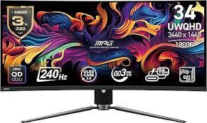 MSI 34 MPG 341CQPX QD-OLED 3440x1440 (UWQHD) 21:9 CURVE 1800R QD-OLED 240HZ 0.03MS ADAPTIVE-SYNC GAMING MONITOR