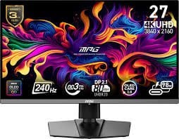 MSI 26.5'' MPG 272URX 3840x2160 (UHD) 16:9 CURVE QD-OLED 240 HZ 0.03MS G-SYNC COMPATIBLE GAMING MONITOR