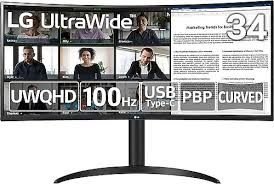 LG 34'' 34WR55QC-B Curved Monitör 5ms Siyah  3440x1440, DP, HDMI, USB-C, 100Hz, FreeSync, Vesa