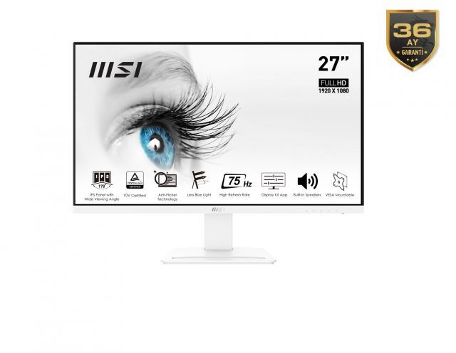 MSI 27 PRO MP273W 1920x1080 (FHD) FLAT IPS 75HZ 5MS ANTI-GLARE BEYAZ MONITOR