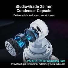 ASUS ROG CARNYX PROFESYONEL KARDİOİD KONDENSER OYUN MİKROFONU STÜDYO KALİTESİNDE 25 MM KONDENSER KAPSÜL 192 kHz / 24-bit ÖRNEKLEME HIZI YÜKSEK GEÇİŞ FİLTRESİ DAHİLİ POP FİLTRESİ AURA SYNC RGB PROFESYONEL YAYINCI MİKROFONU BEYAZ